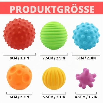 6 texturovaných míčků Caterbee, vícebarevné