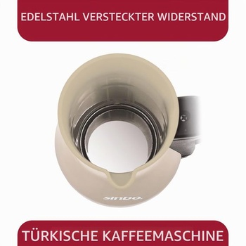 Sinbo elektrický turecký kávovar 1000 W, 5 šálok/400 ml kávovar na džezvu s 360 ° základňou,