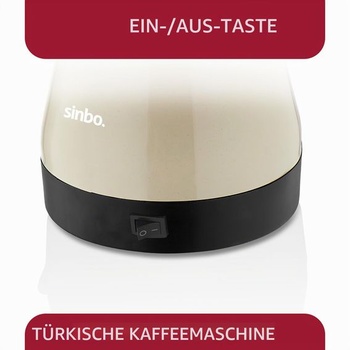 Sinbo elektrický turecký kávovar 1000 W, 5 šálok/400 ml kávovar na džezvu s 360 ° základňou,