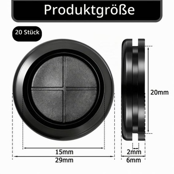 20 kusů 20mm gumových kabelových průchodek, vodotěsných, černých 20mm - 20ks