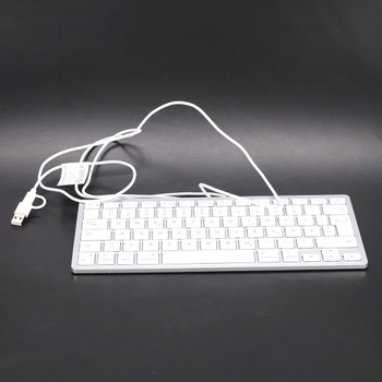 Kabelová klávesnice OMOTON pro Mac, kabel klávesnice s duálním konektorem (typ C/USB), tiché