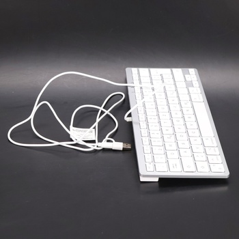 Kabelová klávesnice OMOTON pro Mac, kabel klávesnice s duálním konektorem (typ C/USB), tiché
