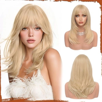 Dámska parochňa Sofeiyan, dlhá rovná parochňa s ofinou 50 cm svetlo blond