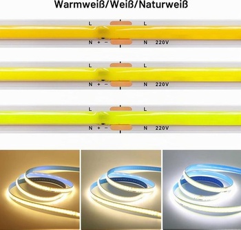 5m COB páska AC 220V 296 LED diod/m IP20 6000K Driver Vestavěná bytová dekorace Flexibilní