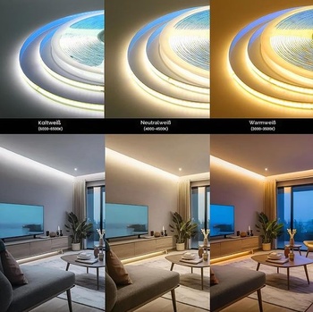 5m COB páska AC 220V 296 LED diod/m IP20 6000K Driver Vestavěná bytová dekorace Flexibilní