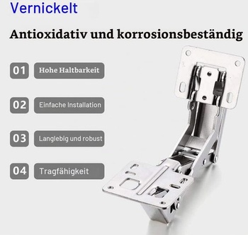 2 kusy skrytého pantu 175 stupňů, bezrámový pant pro skříňky, hydraulický, nastavitelná montáž,
