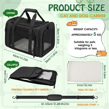 Prepravka pre mačky a psy, skladacia prepravka pre mačky a šteňatá do 5 kg s ramenným popruhom pre
