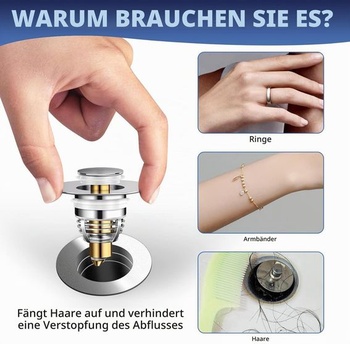 Zátky do dřezu, balení 2 kusů, univerzální (32-42 mm), nerezová ocel