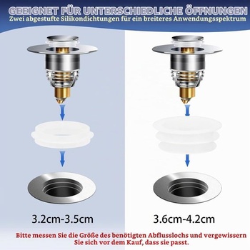 Zátky do dřezu, balení 2 kusů, univerzální (32-42 mm), nerezová ocel