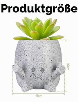 Zábavné kvetináče, kvetináč s tvárou pre malé rastliny, sivý