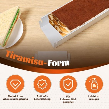 Nastaviteľná nerezová misa na tiramise 41,7 × 10 × 6 cm s servírovacou táckou na tortu, 1 kus