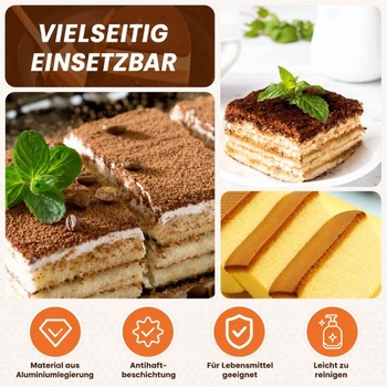 Nastaviteľná nerezová misa na tiramise 41,7 × 10 × 6 cm s servírovacou táckou na tortu, 1 kus