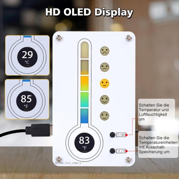 Teplomer a vlhkomer Lumenrix s OLED smajlíkmi