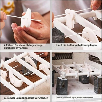 Súprava 8 závesných vypaľovacích tyčí z keramických šperkov BENECREAT, 10x0,3cm závesná vypaľovacia tyč