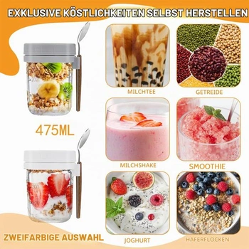 GMMG Müsli To Go kelímky, balení 2 ks, 400 ml, Jogurtové kelímky, Müsli kelímky s sebou, Jogurtové