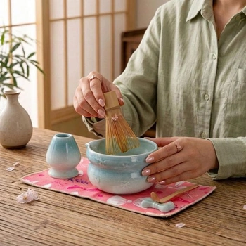 Sada na Matcha, 8dílná bambusová metlička a odměrka na Matcha čaj, tradiční japonský chasen,