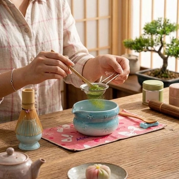Sada na Matcha, 8dílná bambusová metlička a odměrka na Matcha čaj, tradiční japonský chasen,
