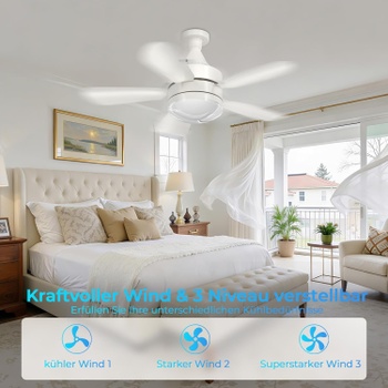 Stropný ventilátor JVURICE s LED osvetlením