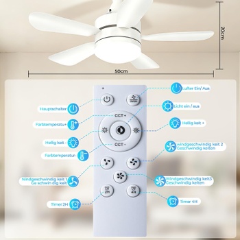 Stropný ventilátor JVURICE s LED osvetlením