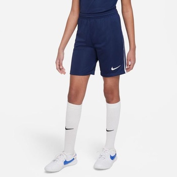 Pletené futbalové kraťasy Nike Dri-FIT League 3 pre staršie deti, DR0968 tmavo modrá/biela/biela M