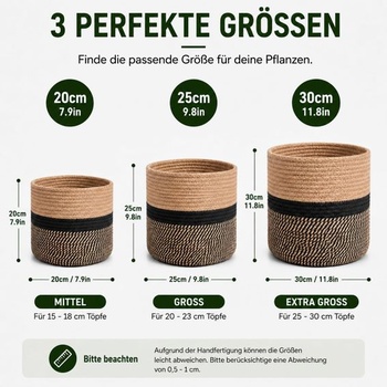 Rastlinný kôš s vložkou, tkaný kvetináč na kvetináče s priemerom 18 cm, bavlnený povraz, jutový