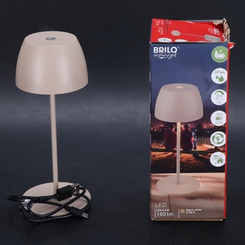 BRILONER - Mini LED stolná lampa bezdrôtovej IP44 s dotykom, plynule stmievateľné, batérie a zdroj