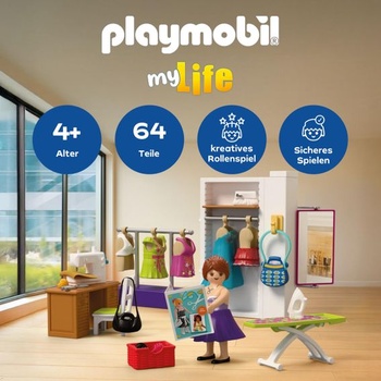 PLAYMOBIL | MyLife | Módny návrhár | Šijacie štúdio so šijacím strojom a 6 outfitmi | Podporuje