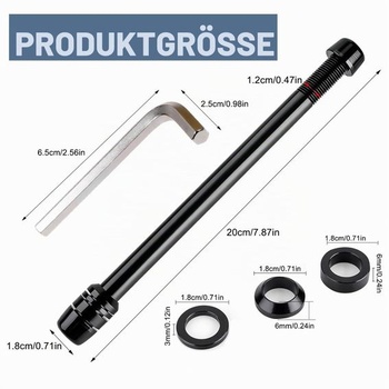 Priechodná os pre prívesy za bicykle, M12 x 1,0, dĺžka 200 mm, os bicykla pre prívesy, s