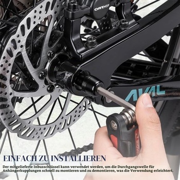 Priechodná os pre prívesy za bicykle, M12 x 1,0, dĺžka 200 mm, os bicykla pre prívesy, s