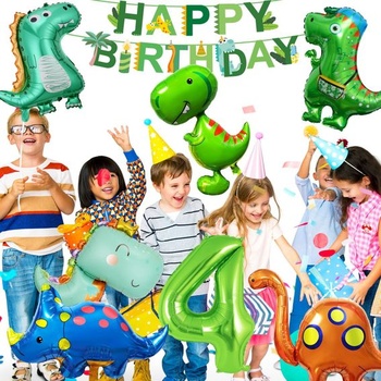 Sada 12 dinosaurských balónikov, dinosaurie narodeninové dekorácie pre 4-ročných chlapcov a dievčatá, zelený