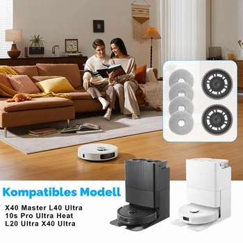 4 mopovacie utierky s 2 náhradnými držiakmi, mopovacie dosky pre Dreame L10S Pro Ultra Heat / L10S