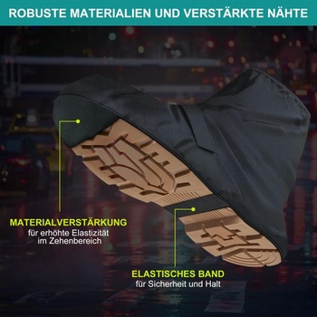 Nepremokavé cyklistické návleky na topánky s reflexnými pruhmi, zosilnenou špičkou a nastaviteľným
