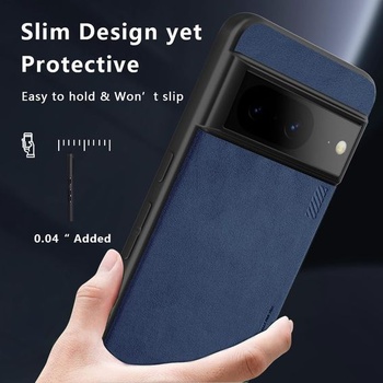Puzdro X-level pre Google Pixel 8, zadná strana z Alcantary, modrá