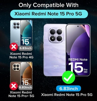 Priehľadný silikónový kryt ivoler pre Xiaomi Redmi Note 15 Pro 5G (nie pre Redmi Note 15 Pro 4G) s