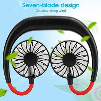Skladací ventilátor na krk Zunate, dobíjací cez USB, prenosný ventilátor na krk s 3 rýchlosťami,