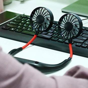 Skladací ventilátor na krk Zunate, dobíjací cez USB, prenosný ventilátor na krk s 3 rýchlosťami,
