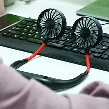 Skládací ventilátor na krk Zunate, dobíjecí přes USB, přenosný ventilátor na krk s 3 rychlostmi,