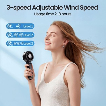 Ruční ventilátor iEGrow, přenosný dobíjecí mini ventilátor s USB a 3 rychlostními stupni, skládací