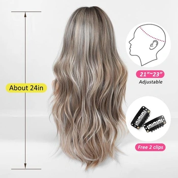 Dlouhá kudrnatá světle hnědá syntetická paruka s ofinou pro ženy, každodenní nošení, párty, světle
