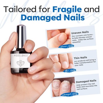 Modelones Rubber Base Gél 10ml Číry nanášací UV LED Rubber Base Coat UV lak na nechty Podkladový gél