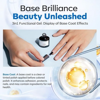 Modelones Rubber Base Gél 10ml Číry nanášací UV LED Rubber Base Coat UV lak na nechty Podkladový gél