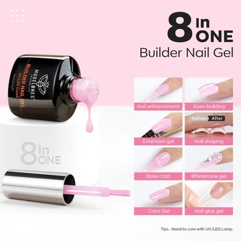 Modelones Builder Gél ​​na gélové nechty, 8 v jednom Builder Gél, Spevnenie nechtov UV gél na spevnenie