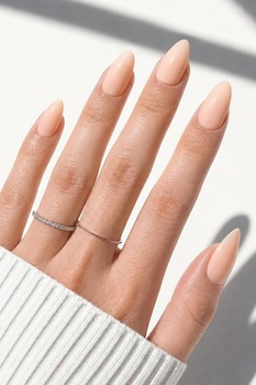 AZUREBEAUTY Nail-on krátke nechty mandľové telovo ružové 32 kusov lepiacich nechtov celé krytie salónne