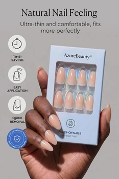 AZUREBEAUTY Nail-on krátké nehty mandlové tělově růžové 32 kusů lepicích nehtů celé krytí salonní
