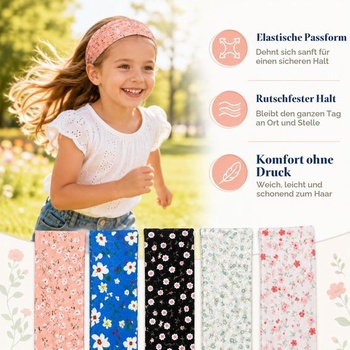 Balení 5 dívčích čelenek, elastická široká čelenka pro ženy, volnočasová, prodyšná, pohodlná na
