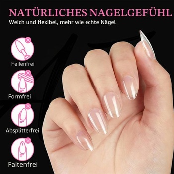 AZUREBEAUTY Tipy na nechty 600 kusov 15 veľkostí Mandľové tipy na gélové nechty, mäkké gélové