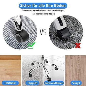 Kolečka na kancelářské židle (sada 5 ks) – 10 mm / 22 mm – Náhradní kolečka na tvrdou podlahu pro
