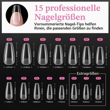 AZUREBEAUTY Tipy na nehty 600 kusů 15 velikostí Tipy na nehty pro gelové nehty Měkké gelové