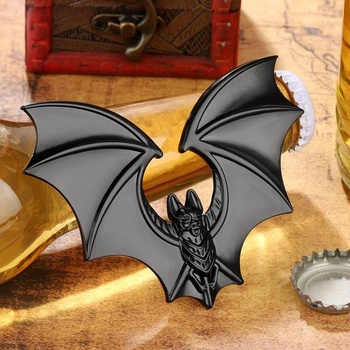 Otvárač na fľaše s čiernym netopierom, halloweensky dekoračný doplnok, vtipný otvárač na fľaše,