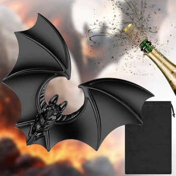Otvárač na fľaše s čiernym netopierom, halloweensky dekoračný doplnok, vtipný otvárač na fľaše,